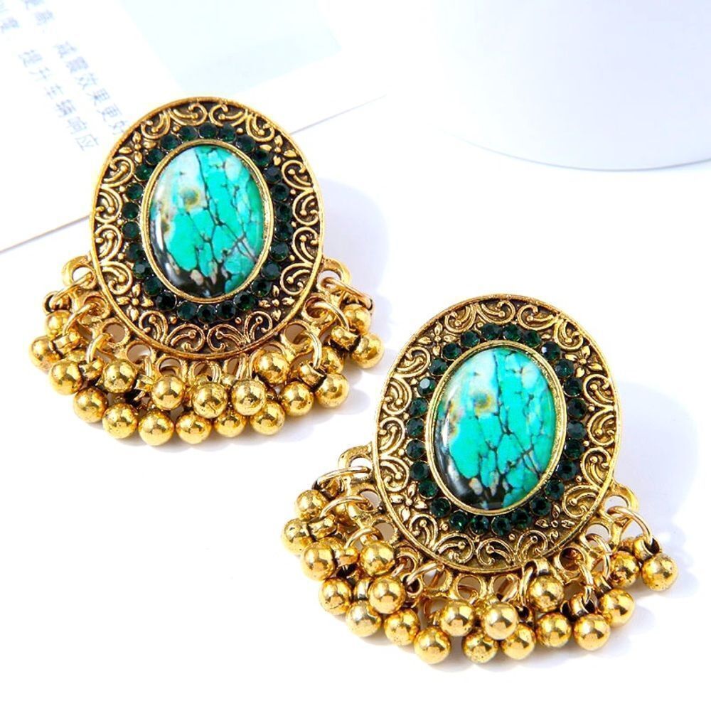 Simple Exaggerated Turquoise Earrings - Picture 2 of 2
